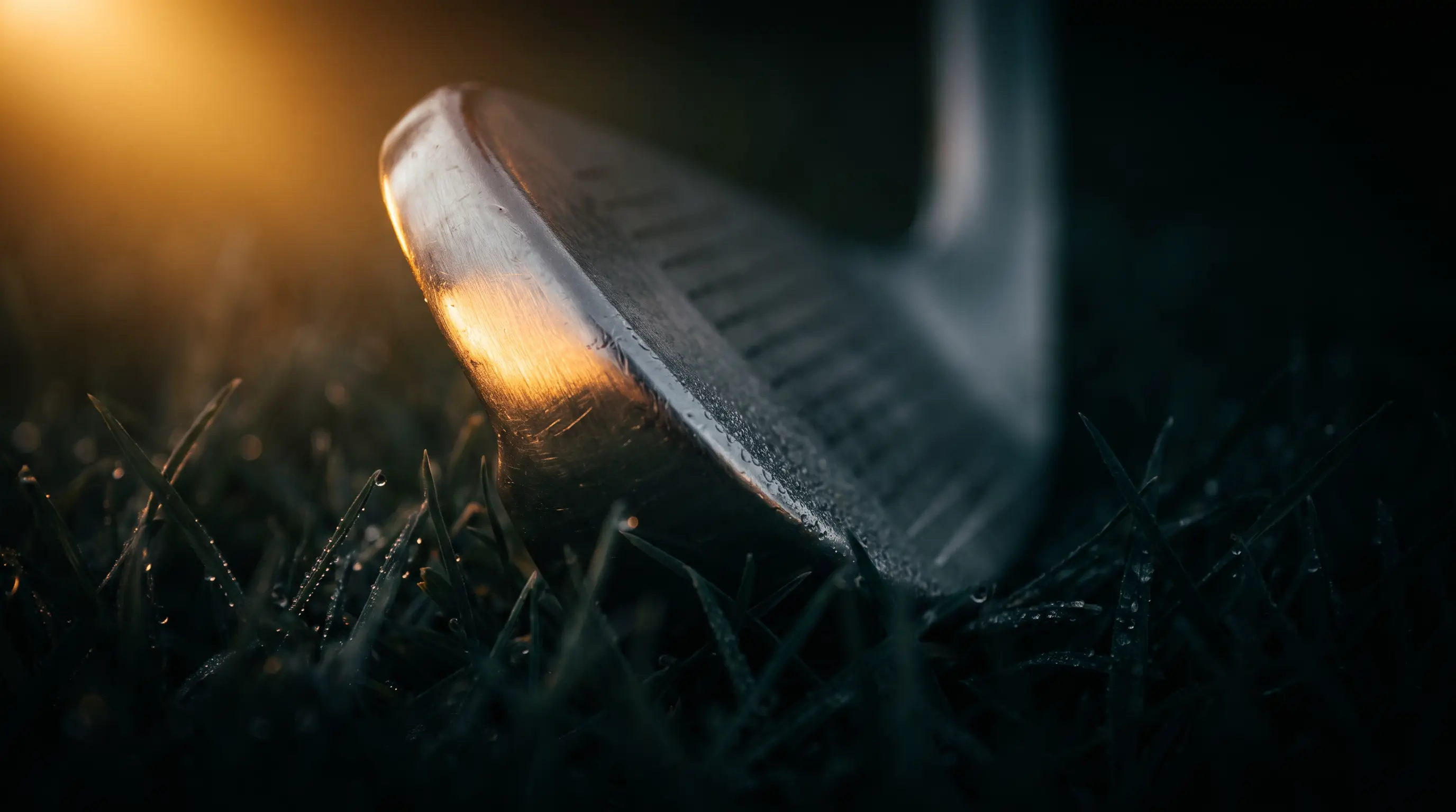 Slow-motion iron interacting with turf at impact